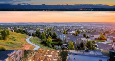 Wide aerial photo of Parker, CO neighborhoods